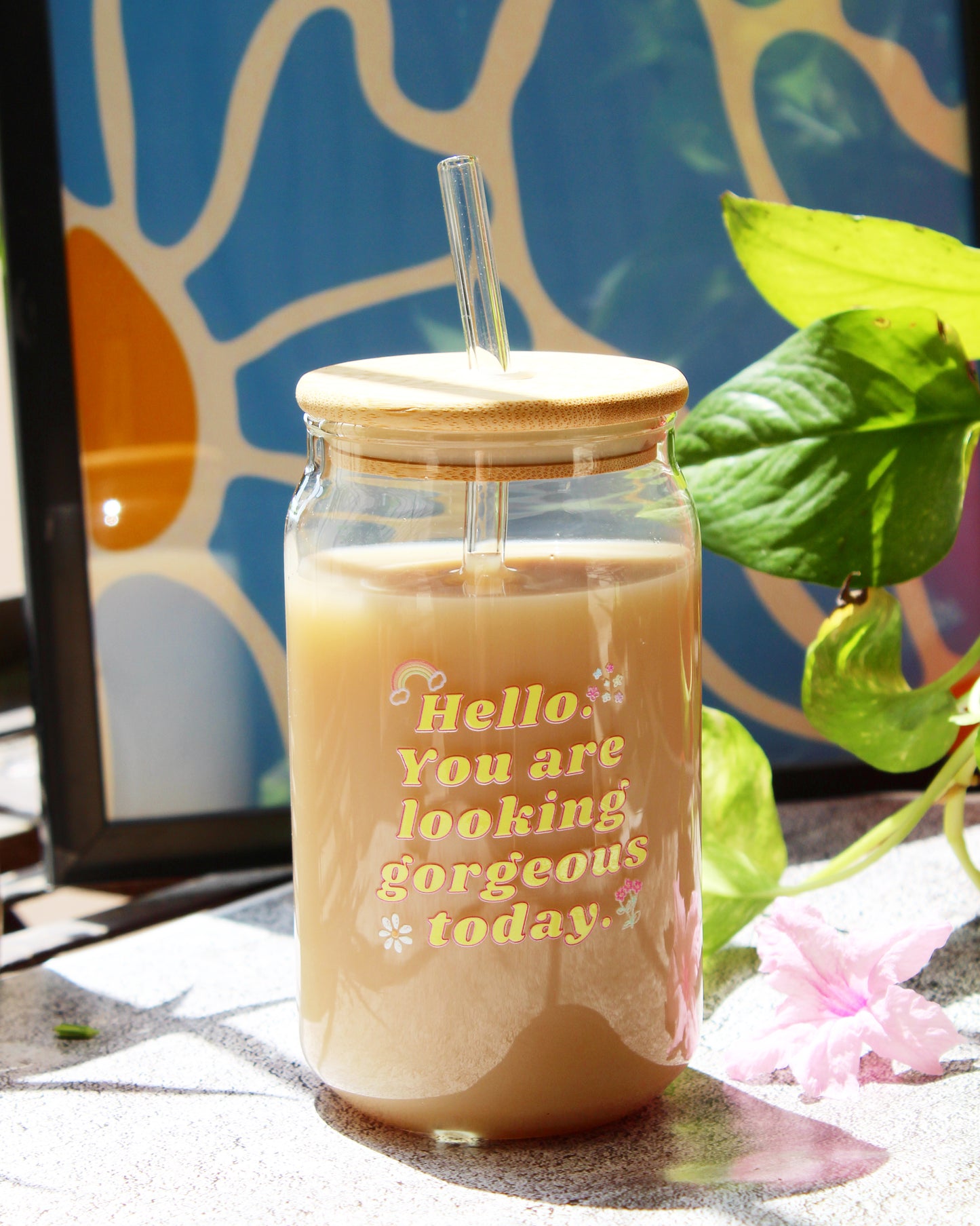Glass Tumbler with Straw - You are looking gorgeous