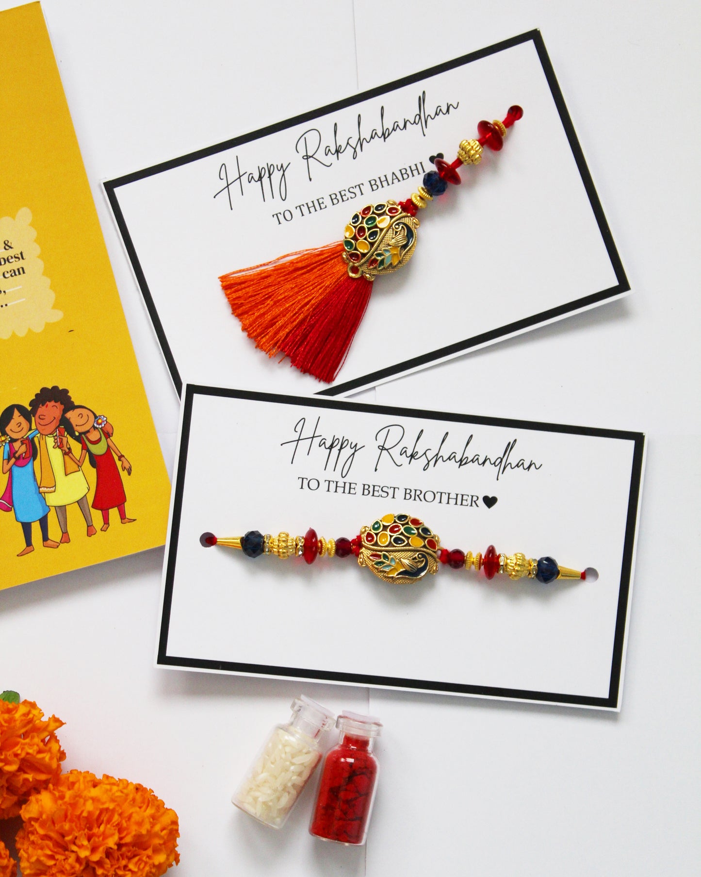 Bhai and Bhabhi Rakhi Peacock | Magnetic Gift Box, Chocolate, Card, Roli & Chawal