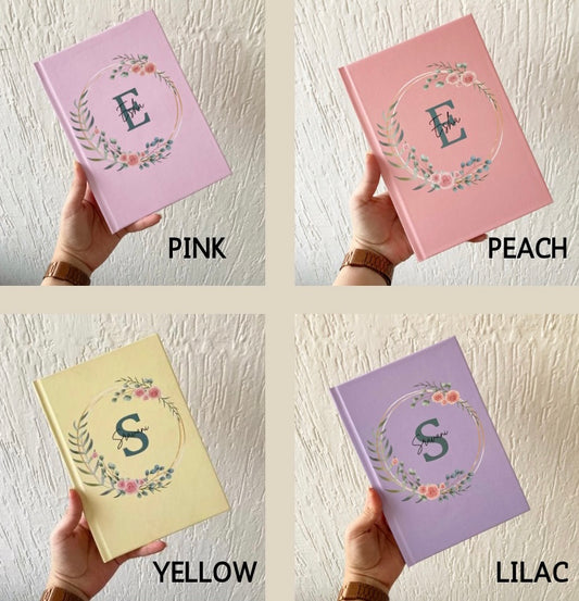 Personalized Flower Hardcover Notebook | Available in 4 colors