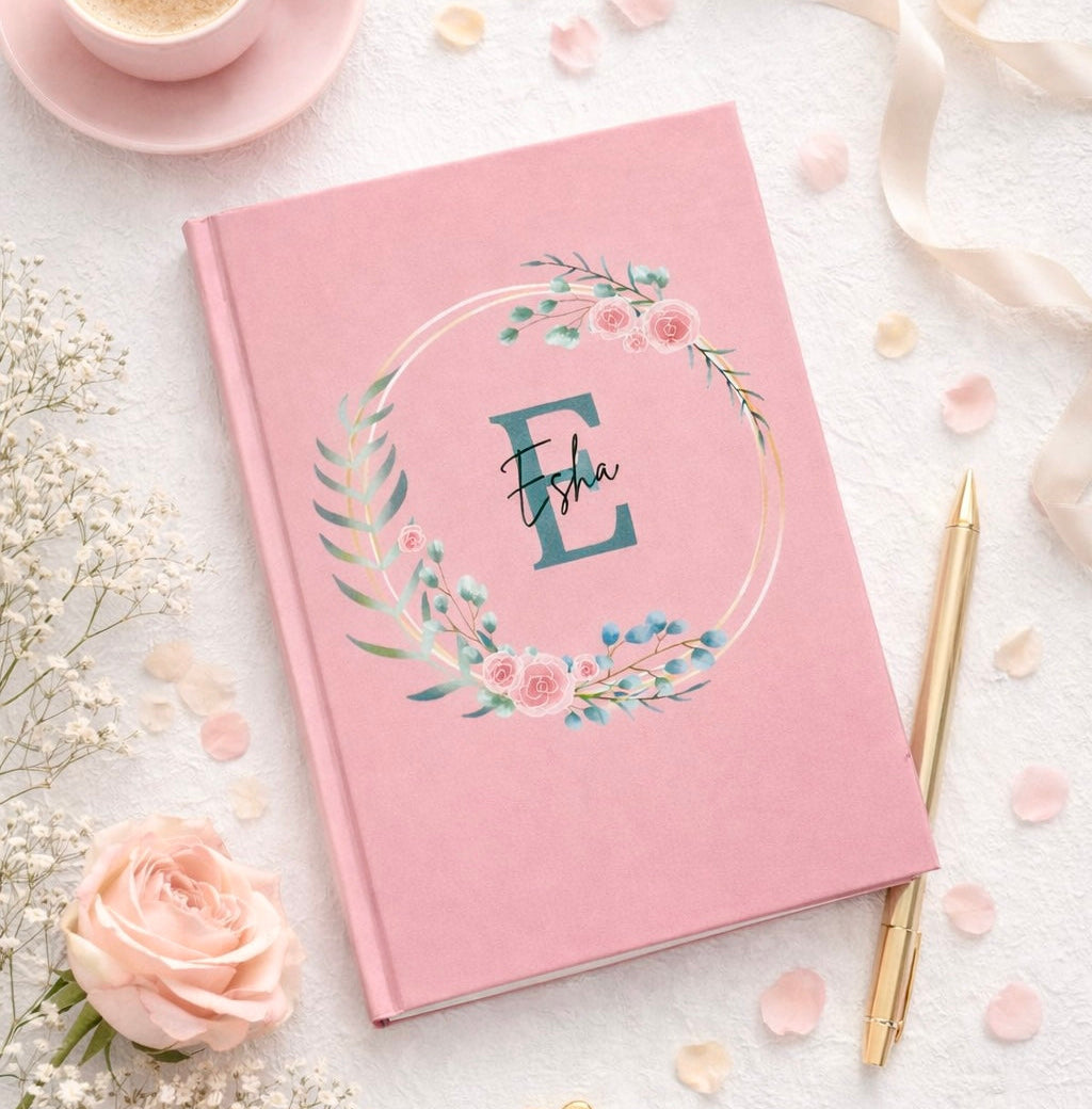 Personalized Hardcover Notebook Flower - Peach