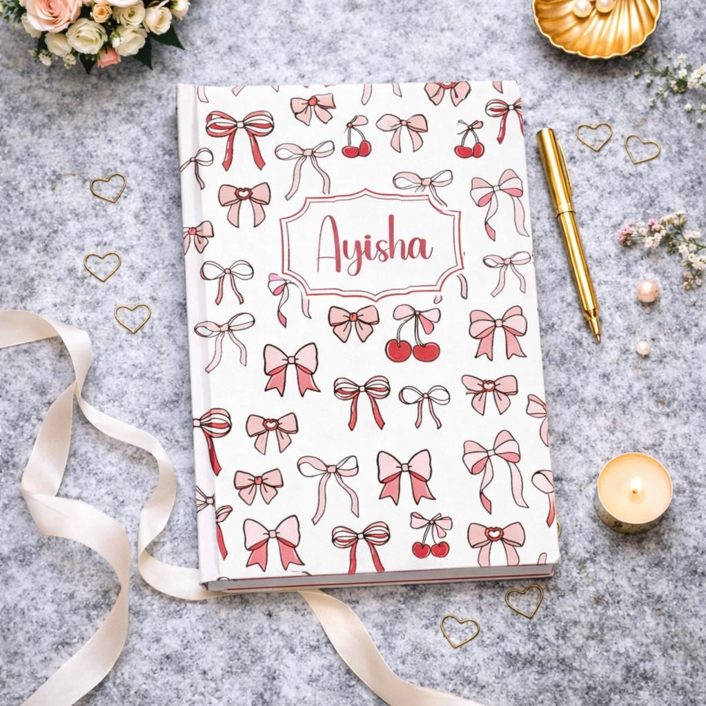 Personalized Hardcover Notebook - Bows