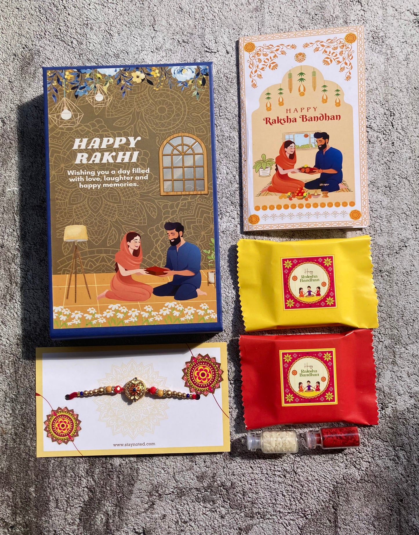 Flower  Rakhi for Brother| Magnetic Gift Box, Chocolates, Card, Roli & Chawal