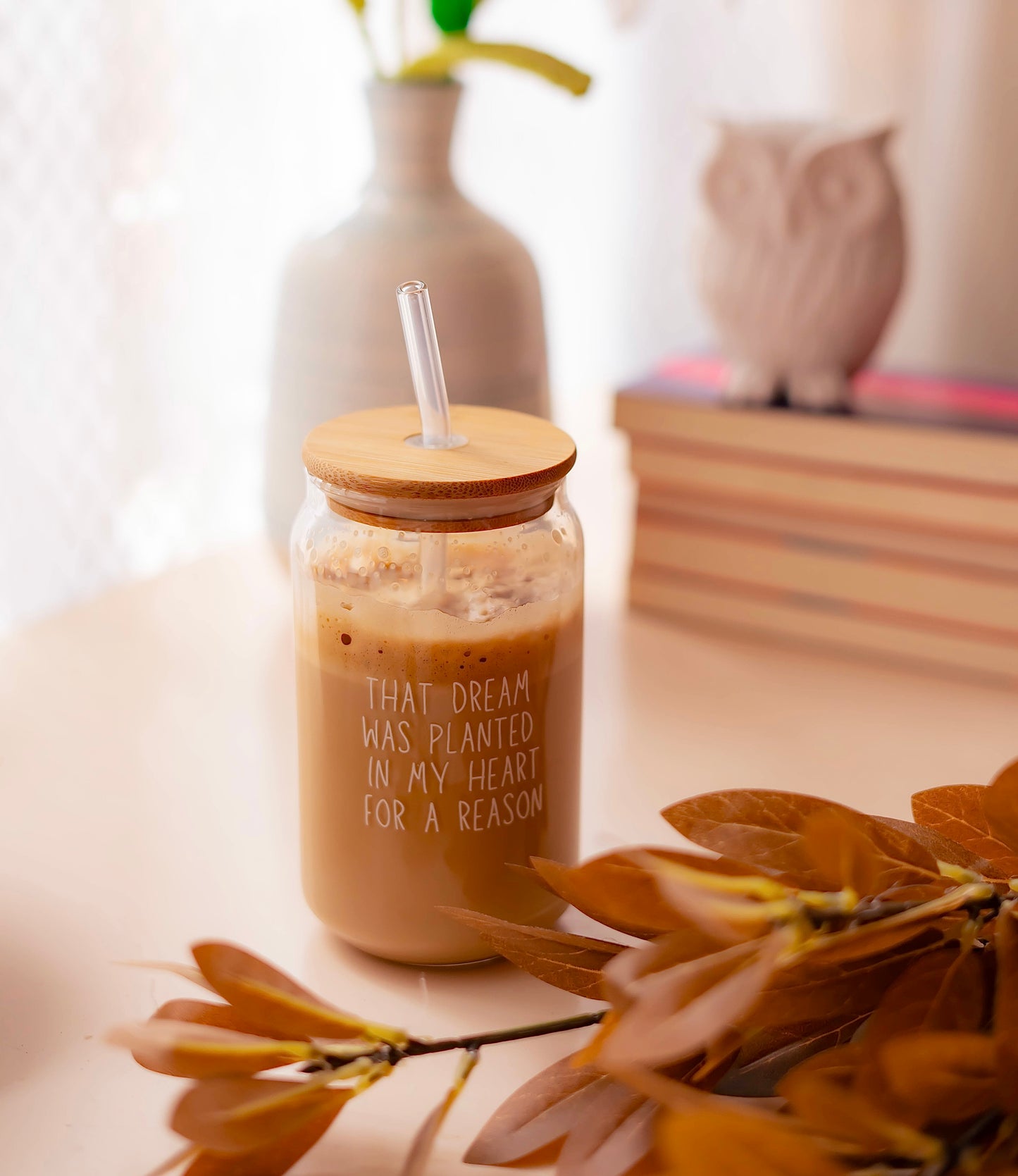 Glass Tumbler with Straw - That dream was planted