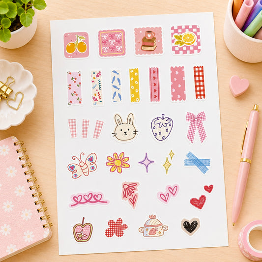 Sticker Sheet - Pastel Whimsy | Buy 2 or more at just Rs 129/- discount will be automatically applied at checkout