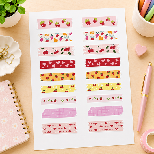 Sticker Sheet - Kawaii Washi Tape | Buy 2 or more at just Rs 129/- discount will be automatically applied at checkout