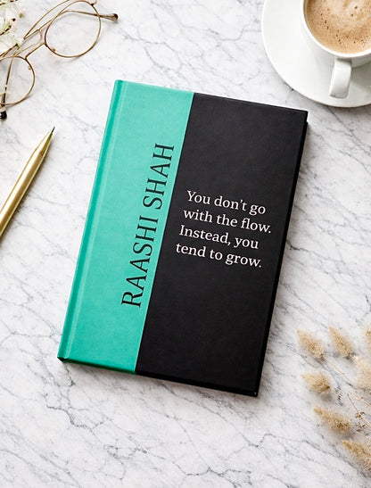 Customized Hardcover Green & Black  Notebook | Name & Quote