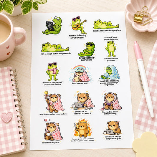 Sticker Sheet - Gen Z Mood Stickers | Buy 2 or more at just Rs 99/- discount will be automatically applied at checkout.