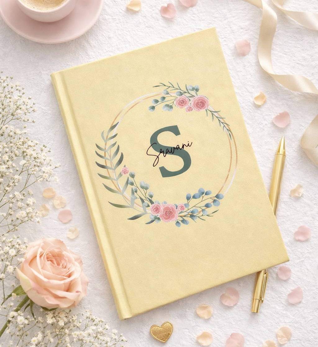 Personalized Hardcover Notebook  Flower - Yellow