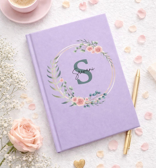 Personalized Hardcover Notebook  Flower - Purple