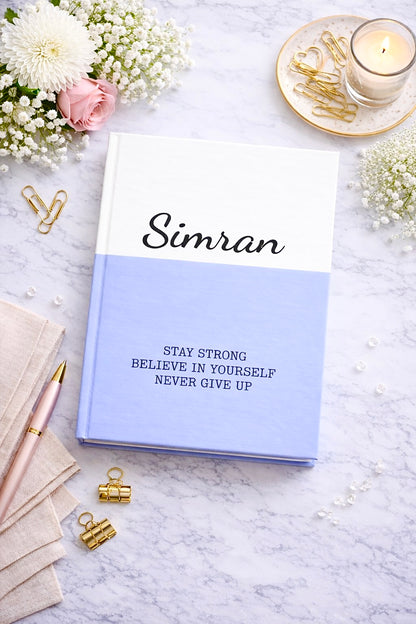 Customized Dual Blue Notebook | Name & Quote