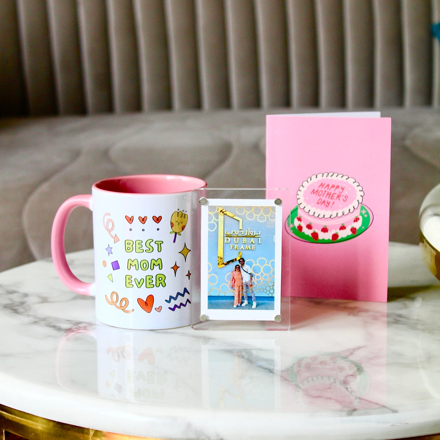 Best Mom Ever  Mug + Polaroid Fidge Magnet + Card